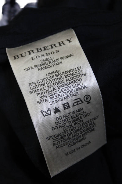 Burberry London Womens Round Neck Short Sleeve Button Up Dress Black Size 4