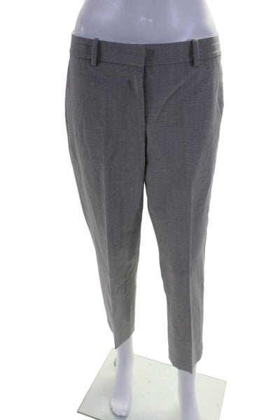 Theory Womens Wool Mid Rise Flat Front Straight Leg Slacks Gray Size 4