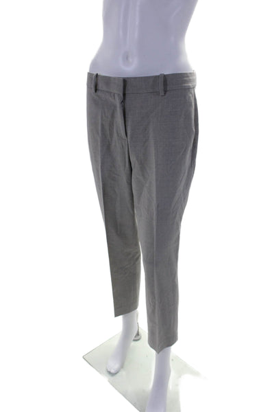 Theory Womens Wool Mid Rise Flat Front Straight Leg Slacks Gray Size 4