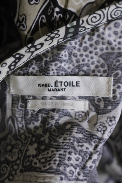 Etoile Isabel Marant Womens Floral Print One Shoulder Blouse Top Black Size 38