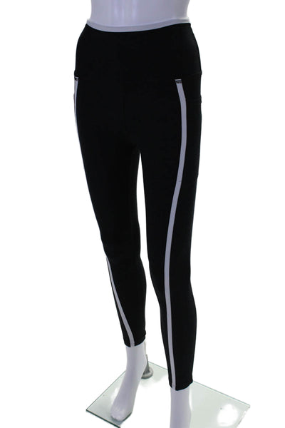 Beyond Yoga Womens High Rise Pull On Athletic Leggings Black White Size Medium