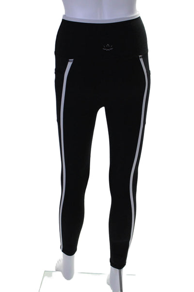 Beyond Yoga Womens High Rise Pull On Athletic Leggings Black White Size Medium