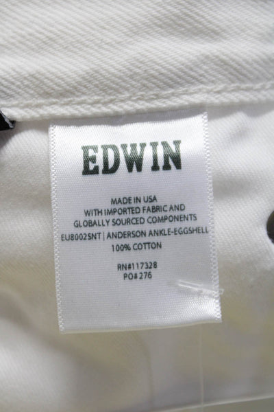 Edwin Womens 90's Relaxed Anderson Ankle High Rise Jeans White Cotton Size 27