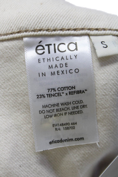 Etica Womens Denim Halter Neck High Rise Wide Leg Overalls White Size Small