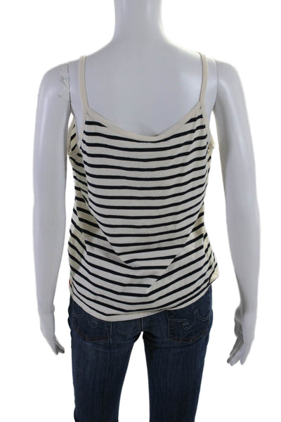 Kule Womens Spaghetti Strap Scoop Neck Striped Tank Top White Navy Size Medium