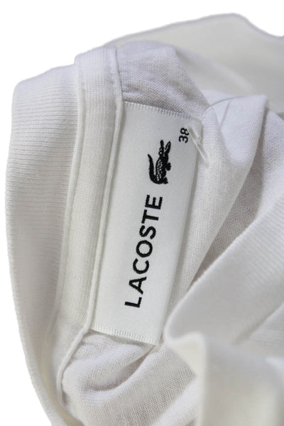 Lacoste Womens Short Sleeve Crew Neck Logo Tee SHirt White Cotton Size FR 38