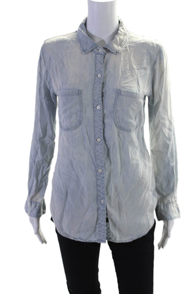 Rails Women Cotton Chambray Button Down Blouse Blue Size XS