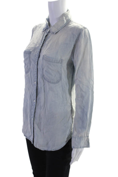 Rails Women Cotton Chambray Button Down Blouse Blue Size XS