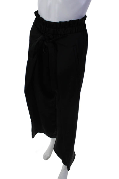 Cult Gaia Womens Textured Paper Bag Belted Wide Leg Dress Pants Black Size XS