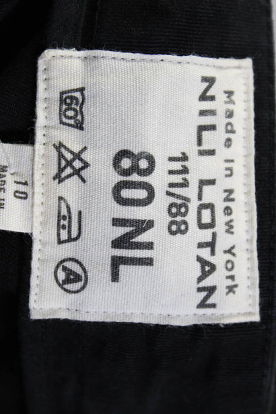 Nili Lotan Womens Cotton Zip Button Skinny Leg Casual Pants Black Size 1