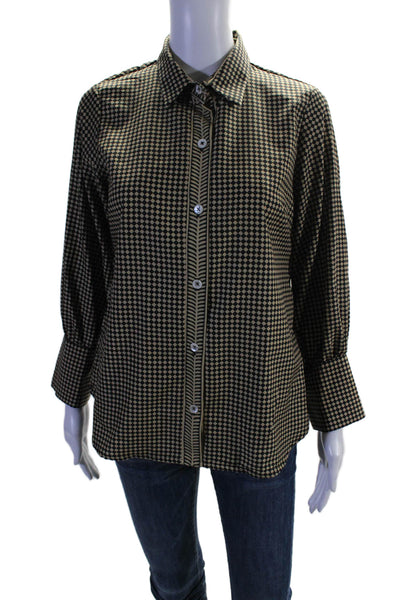 Gretchen Scott Women's Collared Long Sleeves Button Down Shirt Black Size S