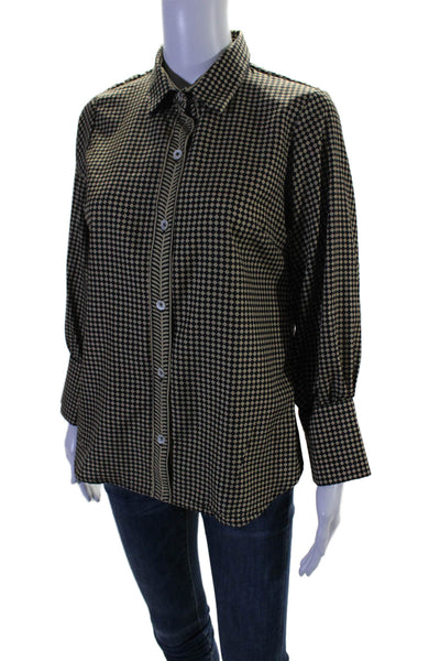 Gretchen Scott Women's Collared Long Sleeves Button Down Shirt Black Size S