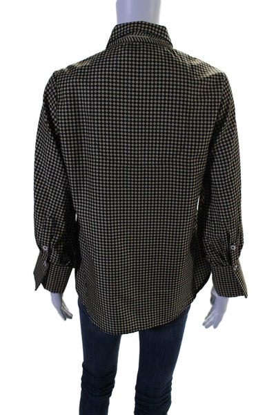 Gretchen Scott Women's Collared Long Sleeves Button Down Shirt Black Size S