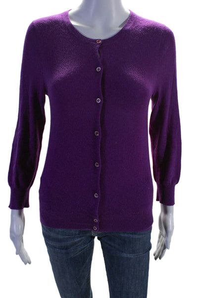 J Crew Womens Cashmere Button Down Long Sleeves Cardigan Sweater Purple Size Med