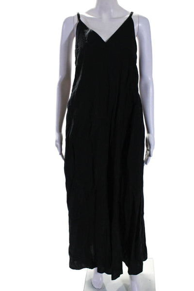 COS Womens V Neck Sleeveless High Rise Wide Leg Jumpsuit Black Size Small