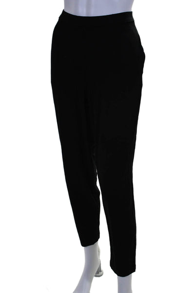 Eileen Fisher Womens Solid Black High Waisted Pull On Tapered Leg Pants Size M