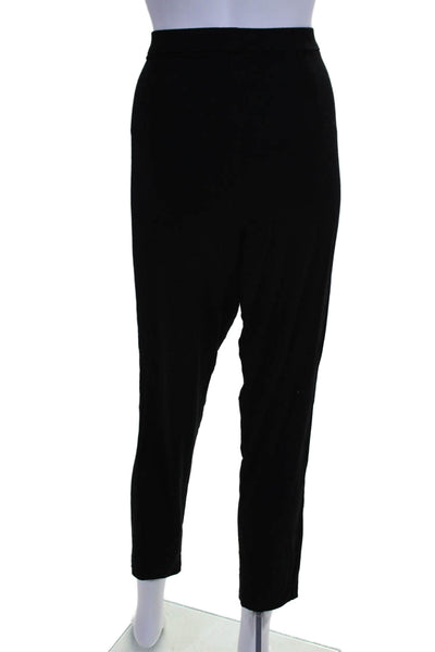 Eileen Fisher Womens Solid Black High Waisted Pull On Tapered Leg Pants Size M