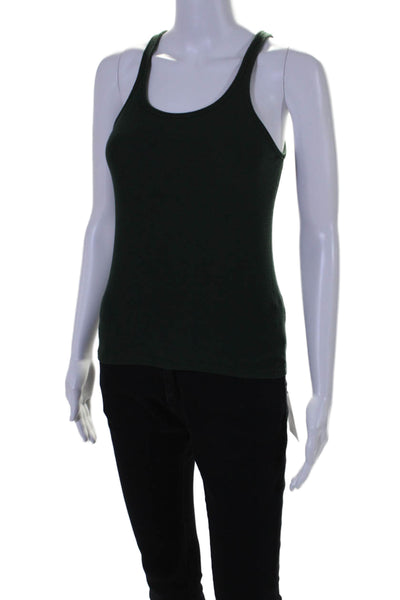 Lululemon Womens Dark Green Ribbed Knit Scoop Neck Tank Top Size 4