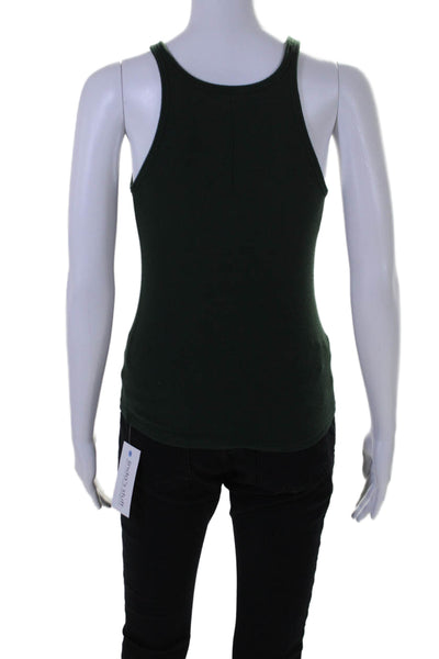 Lululemon Womens Dark Green Ribbed Knit Scoop Neck Tank Top Size 4