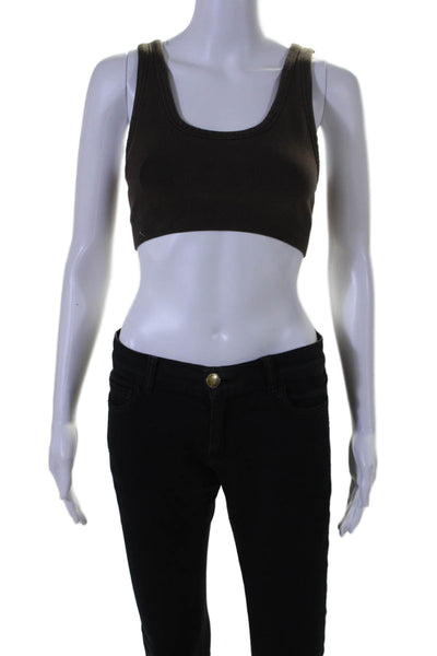 Alo Womens Dark Brown Scoop Neck Sleeveless Sports Bra Size XS