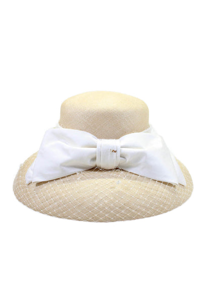 Suzanne Womens Natural Lace Bow Embellished Sun Hat Size OS