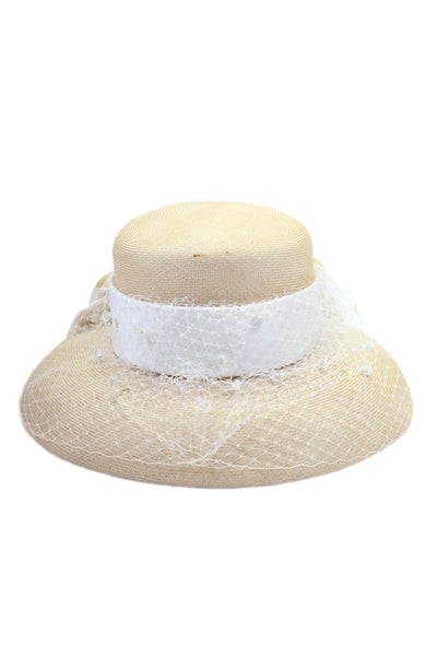 Suzanne Womens Natural Lace Bow Embellished Sun Hat Size OS