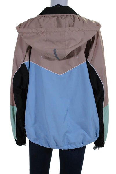 PE Nation Womens Blue Nude Combo Zip Up Hooded Long Sleeve Jacket Size S