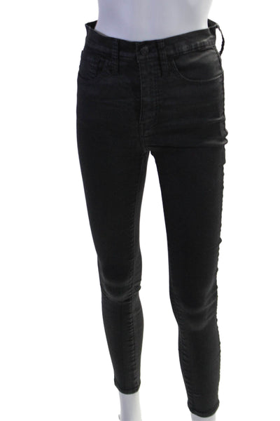 Madewell Womens Cotton High Rise Button Zipped Skinny Jeans Black Size 26