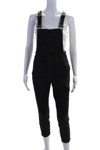 Madewell Womens Cotton Sleeveless Dark Washed Side Zipped Overalls Black Size XS