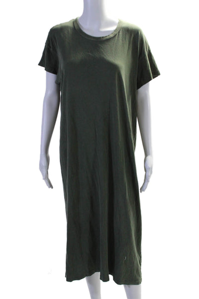 The Great Womens Cotton Round Neck Short Sleeve T-Shirt Maxi Dress Green Size 1