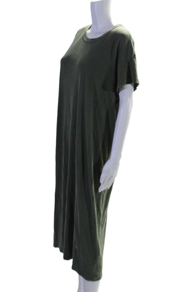 The Great Womens Cotton Round Neck Short Sleeve T-Shirt Maxi Dress Green Size 1