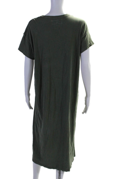 The Great Womens Cotton Round Neck Short Sleeve T-Shirt Maxi Dress Green Size 1