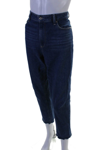 Paige Womens Sarah Slim Leg High Rise Cropped Jeans Blue Cotton Size 28