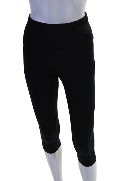 Lululemon Womens Pull On High Rise Cropped Athletic Leggings Black Size 6