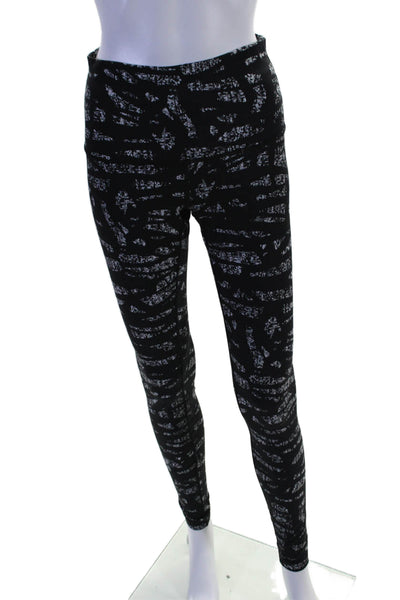 Lululemon Womens Abstract Print High Rise Pull On Leggings Black White Size 8