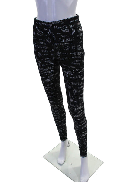 Lululemon Womens Abstract Print High Rise Pull On Leggings Black White Size 8