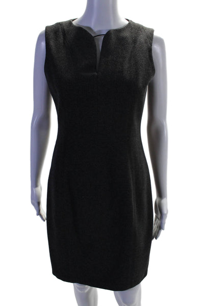 Elie Tahari Womens Sleeveless Key Hole Neck Knee Length Sheath Dress Gray Size 4