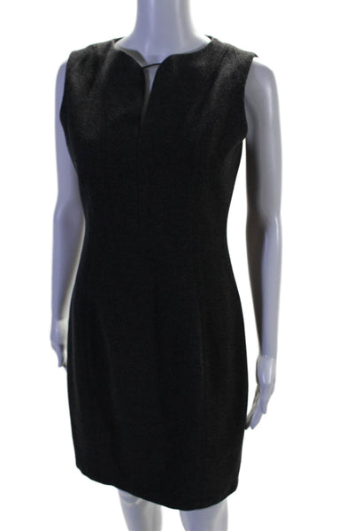 Elie Tahari Womens Sleeveless Key Hole Neck Knee Length Sheath Dress Gray Size 4