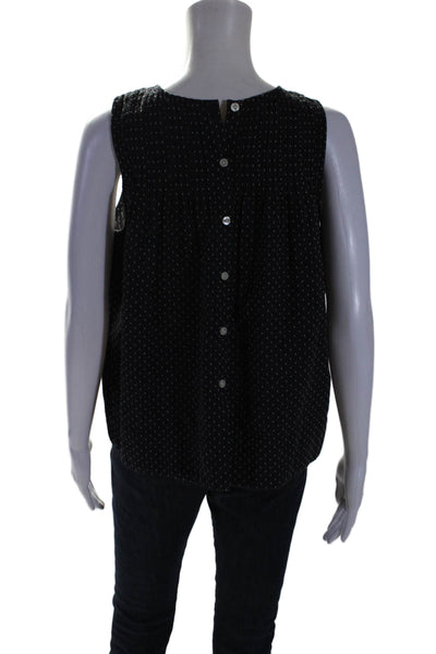 The Great Womens Cotton Dark Navy Polka Dot Pleated Sleeveless Blouse Top Size 2