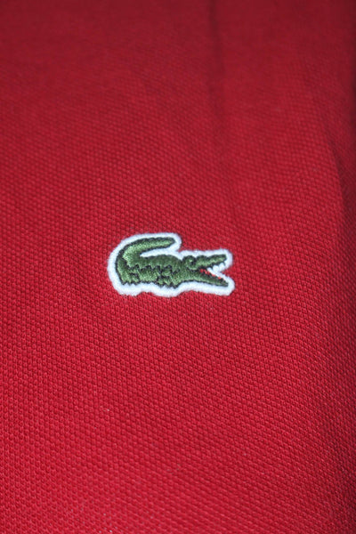 Lacoste Womens Solid Red Cotton Blend Collar Short Sleeve Polo Shirt Size S