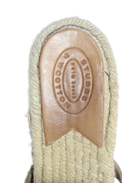 Stubbs & Wootton Women's Open Toe Slip-On Espadrille Sandals Beige Size 39