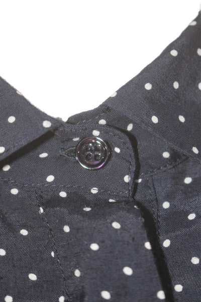 G. Womens V-neck Short Sleeve Button Polka Dotted Tier Dress Navy Size 0