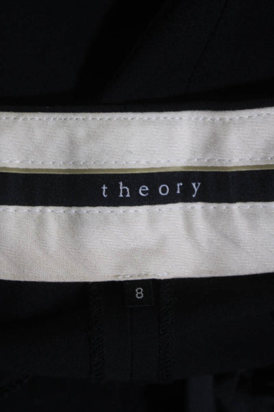 Theory Womens Straight Leg Hook and Eye Zipped Closure Dess Pants Black Size 8