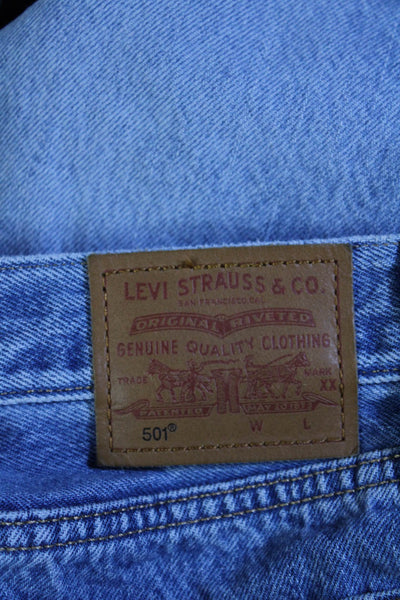 Levis Womens High Rise Button Up Slim Leg Light Wash Jeans Blue Cotton Size 29