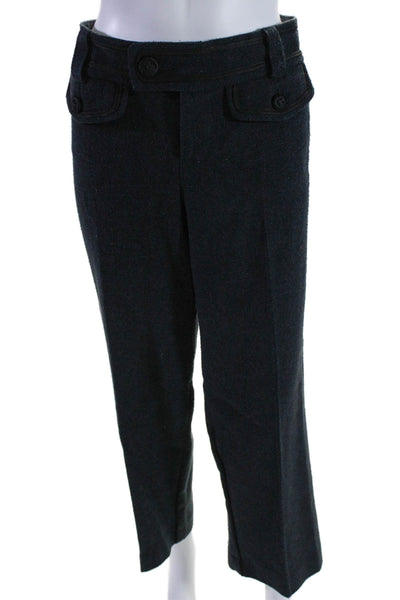 Nanette Lepore Womens Mid Rise Flat Front Straight Leg Trousers Navy Size 8