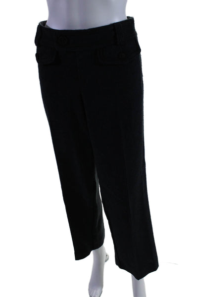 Nanette Lepore Womens Mid Rise Flat Front Straight Leg Trousers Navy Size 8