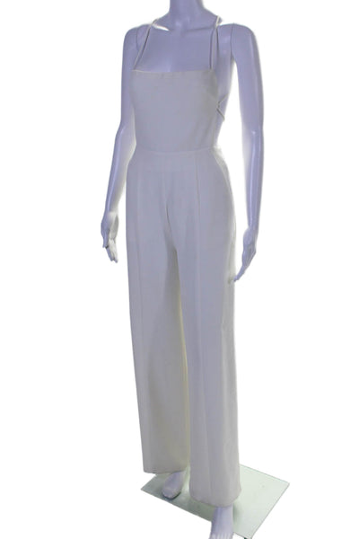 NBD Women's Square Neck Lace Up Back Wide Leg Pockets Jumpsuit Cream Size XS