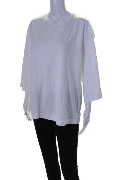 COS Womens Cotton Round Neck Long Sleeve Casual Pullover T-Shirt White SIze S