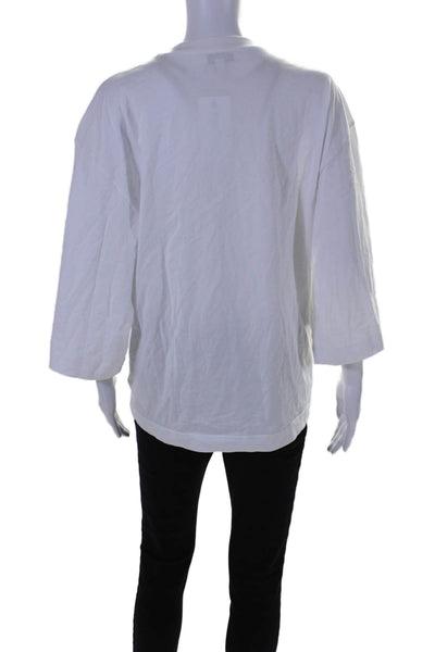 COS Womens Cotton Round Neck Long Sleeve Casual Pullover T-Shirt White SIze S