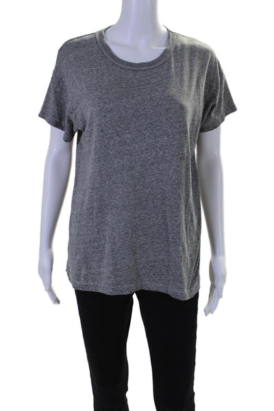 The Great Womens Short Sleeve Round Neck Pullover Casual Top Gray Size 1